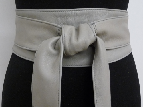 Stone Grey Handmade Leather Obi Belt