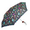 Black Floral Folk Ladies Mini Compact Umbrella