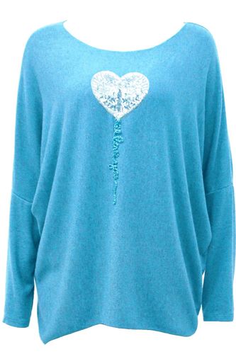Sequined Heart Soft Knit - Turquoise
