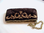 Brown and Gold Faux Velvet Clutch Handbag Occasion Bag Wrist Chain