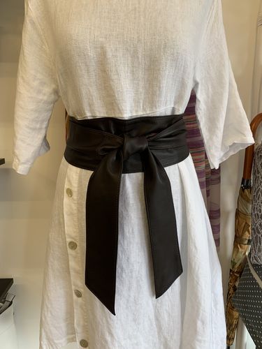 Dark Burgundy Handmade Leather Obi Sash Wrap Tie Belt