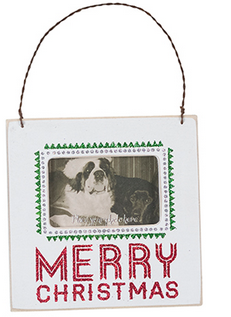 Merry Christmas Photo Frame Easel / Wall Plaque