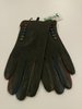 Black Leather Ladies Gloves with Multicolour Fingers