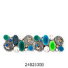 Wide Stretch Bracelet Silver Turquoise
