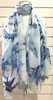 Blue Silver Foil Abstract Leaves Scarf