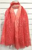 Coral Scarf with Silver Foil Specks
