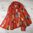 Red Scarf with Multicolour Floral Print
