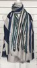 Blue and Turquoise Stripy Scarf with Silver Foil Detail