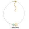 Dainty Seabreeze and Pink Wire Necklace Gold Trim