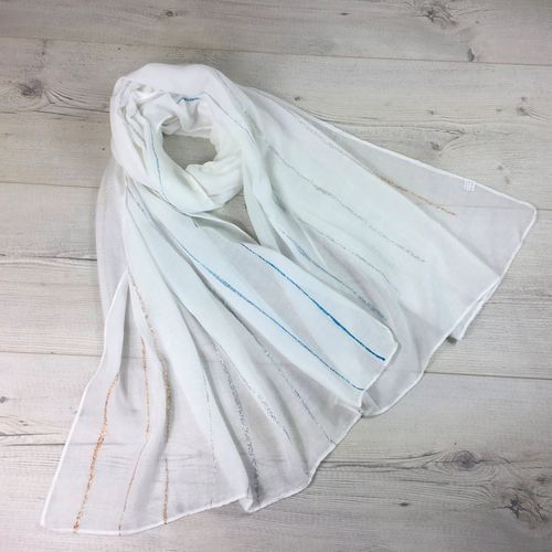 White Scarf with Glitter Foil Print