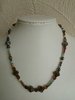 Marbled Blue and Gold Handmade Beaded Necklace - Czech Glass Beads