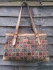 Natural Cork Shoulder Bag with Multicolour Mediterranean Tile Print