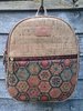 Natural Cork Rucksack Bag with Multicolour Honeycomb Print