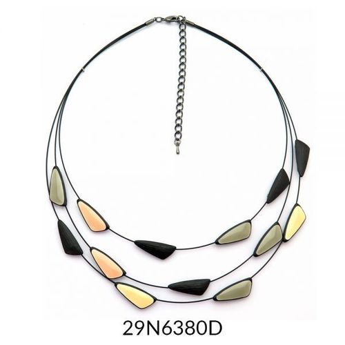 Grey Necklace, Black Wire Necklace, Multistrand Necklace