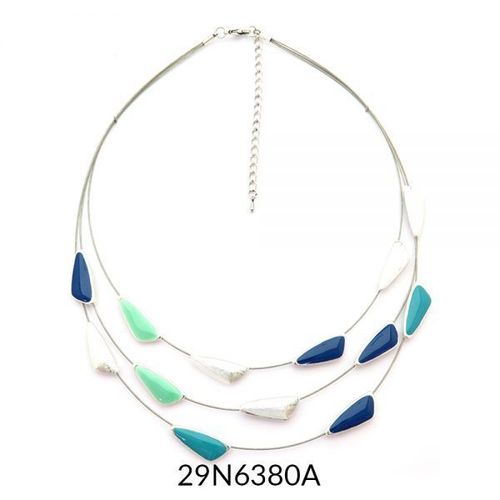 Blue Necklace,  Wire Necklace, Multi Strand Necklace