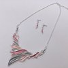 Pink Necklace, Pink Drop Earrings, Pink Jewellery Set