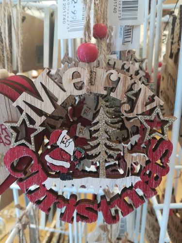 Santa - Laser Cut Christmas Wreath Tree Decoration