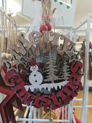 Snowman - Laser Cut Christmas Wreath Tree Decoration