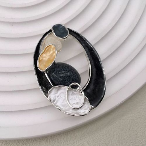 Oval Abstract Magnetic Brooch