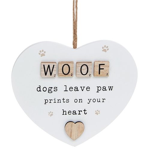 Woof Dog Scrabble Heart Wall Plaque