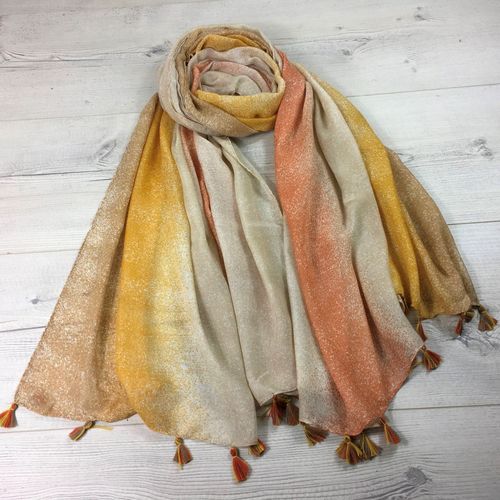 Beige Ombre Scarf with Tassels