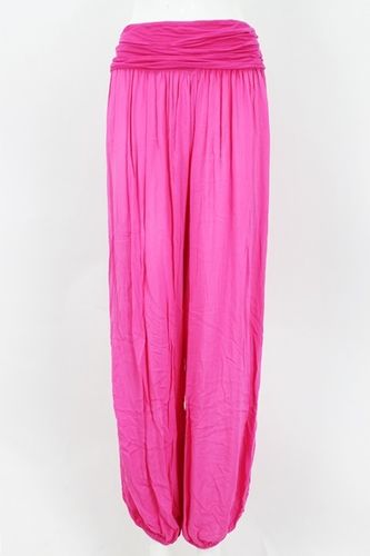Plain Harem Trousers Yoga Pants Fuchsia Pink