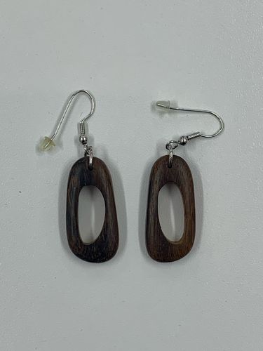 Dark Brown Wooden Hook Earrings