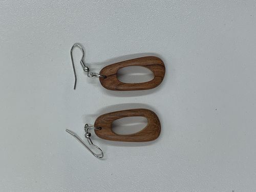 Light Brown Wooden Hook Earrings