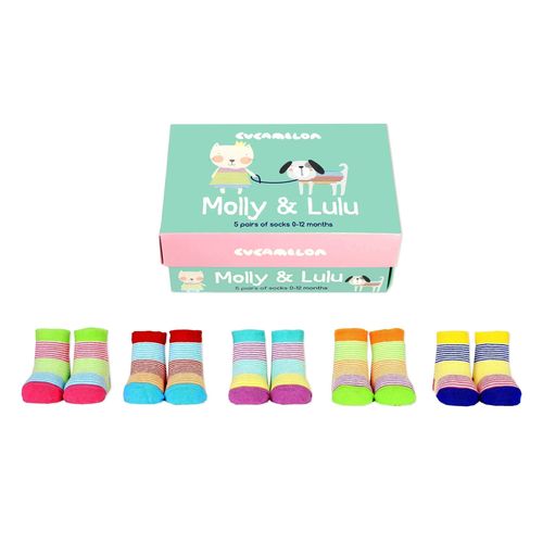 Molly and Lulu Baby Stripey Socks, Baby Socks Gift Set Box