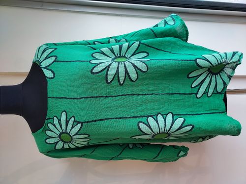 Green Top with Large Daisy Print