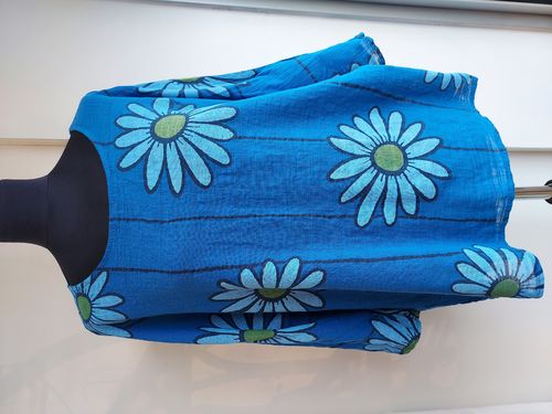 Cobalt Blue Top with Large Daisy Print