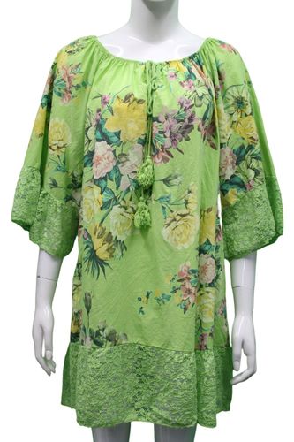 Floral Lace Tunic - Lime Green