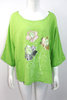Emily Metallic Floral Top - Lime Green