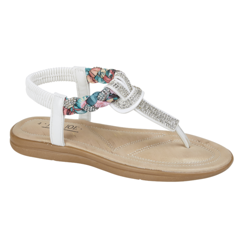 Aritha Sparkly Toe Post Sandals - White