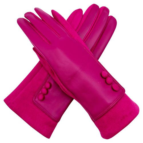 Pink Fleece Lined Faux Leather Gloves